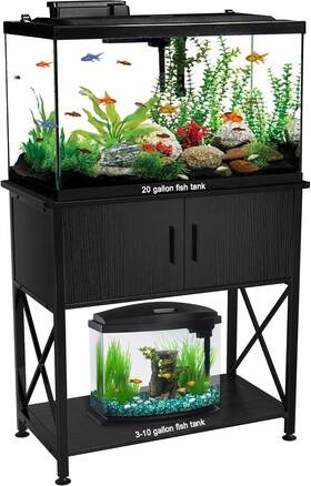 Gdlf 611864699691 20 Gallon Fish Tank Stand Metal Aquarium With Cabinet Storage