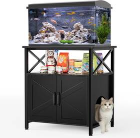 Gdlf 850052968564 20-29 Gallon Fish Tank Stand With Cat Litter Box Enclosure Furniture