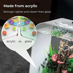 Geoglobal 72047 Life 15 Acrylic 4-gallon Aquarium With White Led Lights Modern Compact Tank