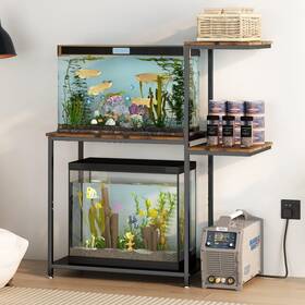 Gillas 781238493795 5-10 Gallon Fish Tank Stand Metal Double Aquarium With Shelf For