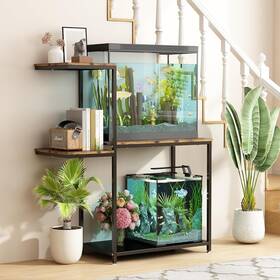 Gillas 785016430149 20-25 Gallon Fish Tank Stand Metal Double Aquarium With Shelf Black