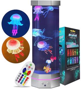 Go2chai B0bcx3jdcc Jellyfish Aquarium Lamp With 5 Fake Fish 16-color Led Remote Control Large