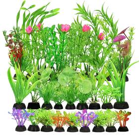 Gupawix B0dpcjlqcy 30-pcs Artificial Aquarium Plants Green Fish Tank Decor Realistic Durabl