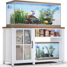 Haioou Ho-as001 55-75 Gallon Aquarium Stand With Led Light And Power Outlets Cross Design