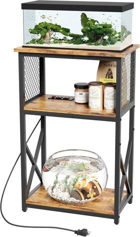 Havenlyyouth 445026812801 10 Gallon Fish Tank Stand With Power Outlet 3 Tier Aquarium Shelf T