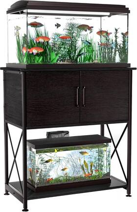 Herture Pg01ygb 20-29 Gallon Aquarium Stand Metal Frame Fish Tank Black