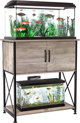 Herture Pg01ygz 20-29 Gallon Aquarium Stand Metal Frame Fish Tank Grey