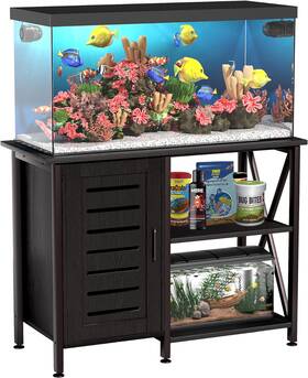 Herture Pg02ygb 40-50 Gallon Fish Tank Stand Aquarium With Cabinet Accessories Storage W