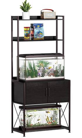 Herture Pg03ygb 20-29 Gallon Fish Tank Stand Aquarium With 2 Shelves And Cabinet