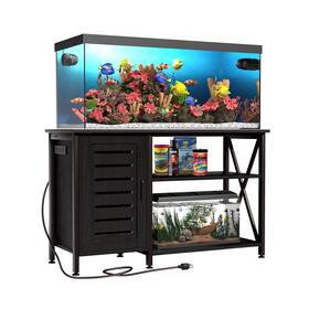 Herture Pg05ygb 55-75 Gallon Fish Tank Stand Aquarium With Power Outlets And Cabinet F