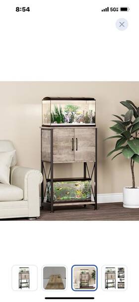 Herture Pg06ygb 5-10 Gallon Fish Tank Stand Metal Double Aquarium With Cabinet