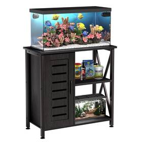 Herture Pg07ygb 20-29 Gallon Fish Tank Stand Aquarium With Cabinet Accessories Storage