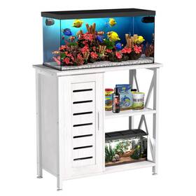 Herture Pg07ygw 20-29 Gallon Fish Tank Stand Aquarium With Cabinet Accessories Storage