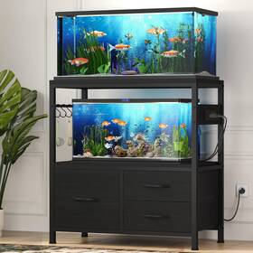 Heybly Has001bk 20-29 Gallon Fish Tank Stand Aquarium With Drawer Power Outlet Heavy