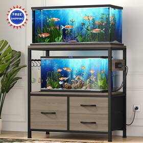 Heybly Has001sg Aquarium Stand 20-29 Gallon Heavy Duty Metal Frame 330lbs Rustic Gray