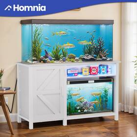 Homnia 197839087286 52 Inch White Aquarium Stand Power Outlets Rgb Light Adjustable Wear Resistant Leg