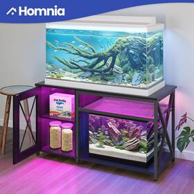 Homnia Beysh1izn0 75 Gallons 2 Tier Fish Tank Stand Aquarium Terrarium Storage Cabinet Black Table