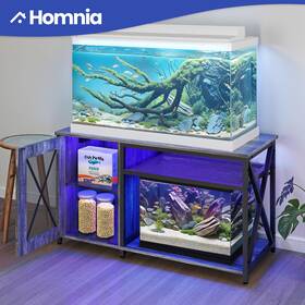 Homnia Beyshb9ie2 50-75 Gallons 2 Fish Tank Stand Aquarium Terrarium Storage Cabinet Black Table