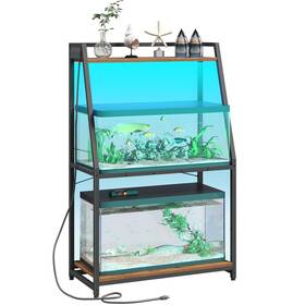 Hoobro Bf41udft01 20-29 Gallon Fish Tank Stand With Power Outlets And Led Light Heavy Duty Aqu