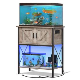Hoobro Bg40udft01 20 Gallon Fish Tank Stand Metal Frame Led Light 300 Lbs Capacity Greige