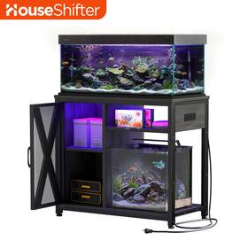 House Shifter Beyshwy3bu 35 Gal Aquarium Stand Terrarium Fish Tank Storage Cabinet Led And Charging Station