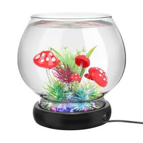 Hygger Hg161 0.5 Gallon/1 Gallon Glass Fish Bowl With Led Light And Decor Small Ro