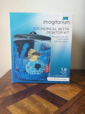 Imagitarium 2771829 New Cylindrical Betta Desktop Fish Aquarium Kit Led Filter 1.6 Gal