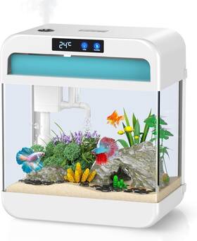 Jphyll B0fq5nk75c Fish Tank 2.2 Gallon Bowl With Humidifier 7 Color Led Light Quiet Pump Aquariu