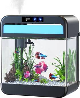 Jphyll B1766 Fish Tank 2.2 Gallon Small Tanks Kits Aquarium Starter Kit With 3