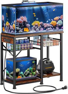 Kalrin Us-has-29 20-29 Gallon Aquarium Stand With 6 Ft Power Vintage Brown