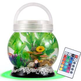 La Ken Du 750264114318 Small Betta Tetra Fish Tank Decorations Set-aquarium With 20 Color Led Light