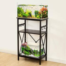 Laqual 726084253223 10 Gallon Fish Tank Stand With Shelf Double Aquarium For 10&5 Gal Ta