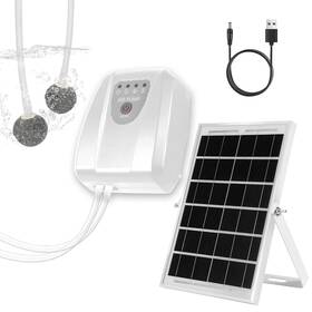 Looeno B0frmvl2b7 Solar Aquarium Air Pump Dual Outlet Aerator - Quiet Powerful Fish Tank Oxygenat
