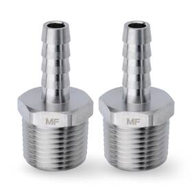 Maacflow Sa104b308m-2 Stainless Steel 3/8 Inch Male Npt To 1/4 Hose Id Barb Barbed Fitti
