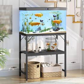 Mahancris Ftbk2001 20 Gallon Fish Tank Stand Aquarium With 2-tier Black