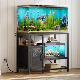 Mahancris Ftbk50e01 40-50 Gallon Fish Tank Stand Aquarium With Power Outlet And