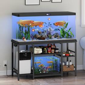 Mahancris Ftbk55e01 5575 Gallon Fish Tank Stand With Power Outlet 3tier Metal Frame Aq