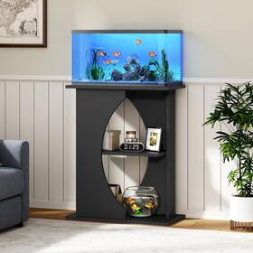 Mahancris Ftbk7601 10 Gallon Fish Tank Stand Wooden Aquarium With 3-tier Storage Shelves