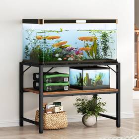 Mahancris Fthr4001 40-50 Gallon Fish Tank Stand Aquarium With 2-tier Storage Sh