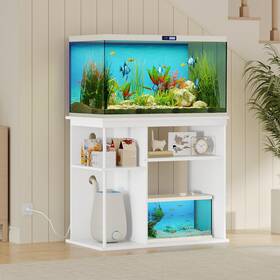 Mahancris Ftwt60e01 40-50 Gallon Fish Tank Stand With Power Outlet Wooden Aquarium Fi