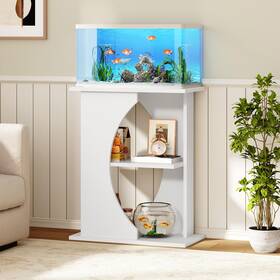 Mahancris Ftwt7601 10 Gallon Fish Tank Stand Wooden Aquarium With 3-tier Storage Shelves