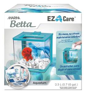 Marina 015561133593 Betta Ez Care Aquarium Kit Blue.betta Fish Tank 0.7 Us Gal.6 Inch Lx6 Wx6 H