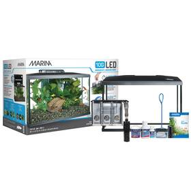 Marina 445027780703 10 Gallon Glass Aquarium Led Kit Filter Fish Food Pet Supplies New