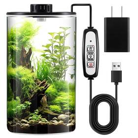 Maxdot B0dt39vw55 Glass Plant Terrarium Kit With Led Light For Succulent Moss Miniature Garde
