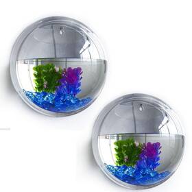 Meiboall 681123000509 Wall Fish Bowl 230ml Bubble Hanging Clear Acrylic Betta Tank