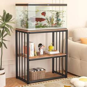 Mellcom Zzas001hs 10-30 Gallon Fish Tank Stand Adjustable 2-tier Metal Aquarium Black