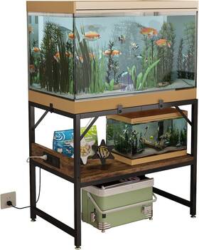 Metyerry 736963296388 Modern 15 Long Gallon Fish Tank Stand For Home Office 2-tier Aquarium