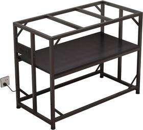Metyerry 736963296463 Sturdy Metal Aquarium Stand With Power Outlets Adjustable Storage Black