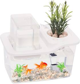 Mindful Design 841478176343 Mini Indoor Aquaponics Growing System Fish Tank -table Top Ecosystem Kit For