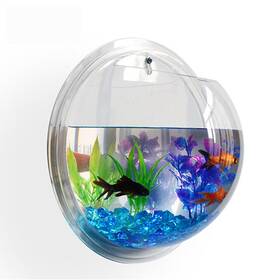 Modern Home 852597003021 New Wall Mounted Fish Tank - Betta Bubble Aquarium With Plant Rocks And More